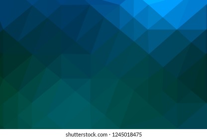 Dark Blue, Green vector abstract mosaic backdrop. Colorful illustration in abstract style with gradient. Triangular pattern for your business design.