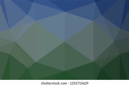 Dark Blue, Green vector abstract mosaic background. Triangular geometric sample with gradient.  Brand new style for your business design.