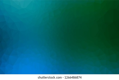 Dark Blue, Green vector abstract mosaic backdrop. Triangular geometric sample with gradient.  The completely new template can be used for your brand book.