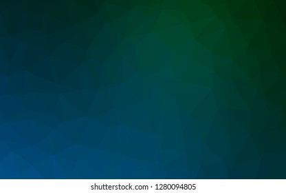 Dark Blue, Green vector abstract mosaic pattern. Colorful illustration in Origami style with gradient.  Polygonal design for your web site.
