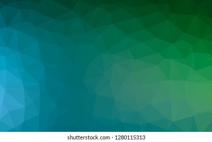 Dark Blue, Green vector abstract polygonal texture. Shining illustration, which consist of triangles. Completely new template for your business design.