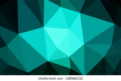 Dark Blue, Green vector abstract polygonal background. Glitter abstract illustration with an elegant triangles. Completely new template for your banner.