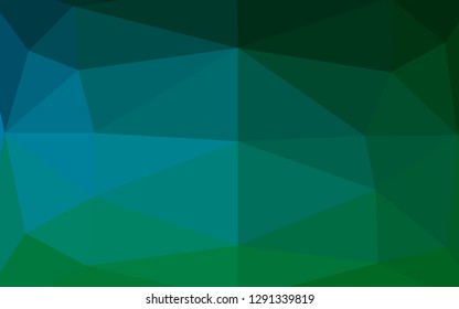Dark Blue, Green vector abstract polygonal layout. Creative illustration in halftone style with gradient. The best triangular design for your business.