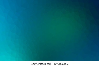 Dark Blue, Green vector abstract mosaic backdrop. Colorful illustration in Origami style with gradient.  Brand new style for your business design.