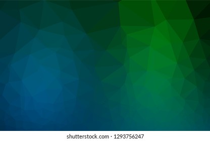 Dark Blue, Green vector abstract polygonal layout. Shining illustration, which consist of triangles. A new texture for your design.