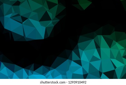 Dark Blue, Green vector abstract polygonal cover. Triangular geometric sample with gradient.  Polygonal design for your web site.