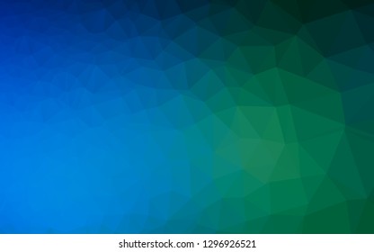 Dark Blue, Green vector abstract polygonal layout. Triangular geometric sample with gradient.  Textured pattern for background.