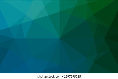 Dark Blue, Green vector abstract polygonal texture. Brand new colored illustration in blurry style with gradient. A completely new design for your business.