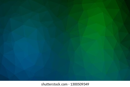 Dark Blue, Green vector abstract polygonal texture. Glitter abstract illustration with an elegant design. The best triangular design for your business.