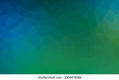 Dark Blue, Green vector abstract mosaic backdrop. Geometric illustration in Origami style with gradient. Completely new template for your business design.