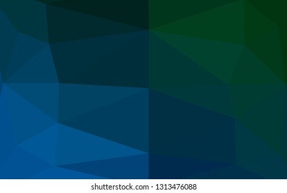 Dark Blue, Green vector abstract polygonal layout. Creative illustration in halftone style with gradient. Triangular pattern for your business design.