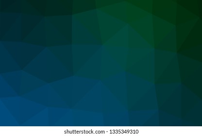 Dark Blue, Green vector abstract mosaic pattern. Triangular geometric sample with gradient.  Template for your brand book.