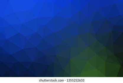 Dark Blue, Green vector abstract mosaic background. Glitter abstract illustration with an elegant design. Template for your brand book.