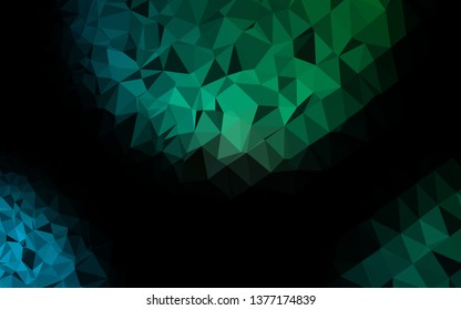 Dark Blue, Green vector abstract polygonal texture. Colorful illustration in Origami style with gradient.  Template for a cell phone background.