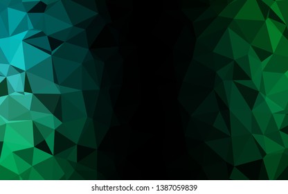 Dark Blue, Green vector abstract polygonal cover. Triangular geometric sample with gradient.  Completely new design for your business.