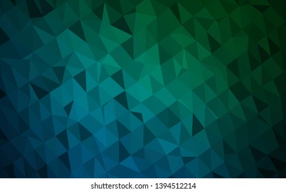 Dark Blue, Green vector abstract mosaic background. Colorful illustration in Origami style with gradient.  Completely new design for your business.
