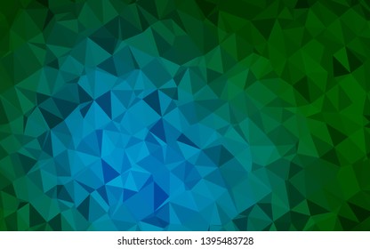 Dark Blue, Green vector abstract polygonal texture. Geometric illustration in Origami style with gradient. Completely new template for your business design.
