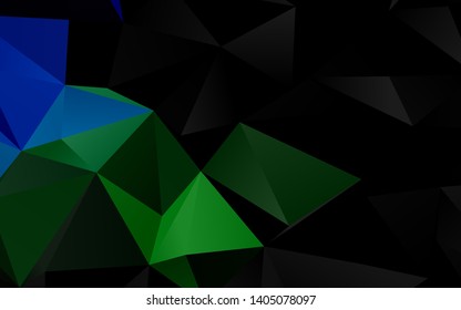 Dark Blue, Green vector abstract polygonal cover. Geometric illustration in Origami style with gradient. Elegant pattern for a brand book.