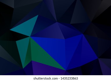 Dark Blue, Green vector abstract mosaic background. Creative illustration in halftone style with triangles. Brand new style for your business design.