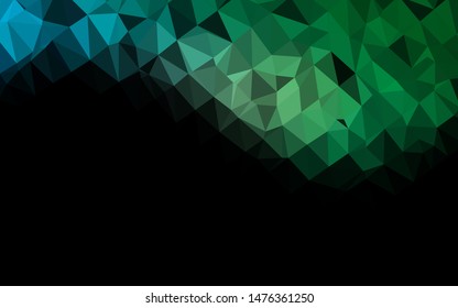 Dark Blue, Green vector abstract mosaic backdrop. Triangular geometric sample with gradient.  The best triangular design for your business.