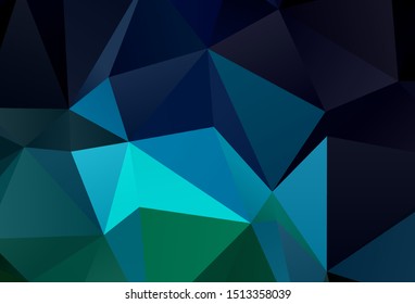 Dark Blue, Green vector abstract mosaic background. Shining polygonal illustration, which consist of triangles. A completely new design for your leaflet.