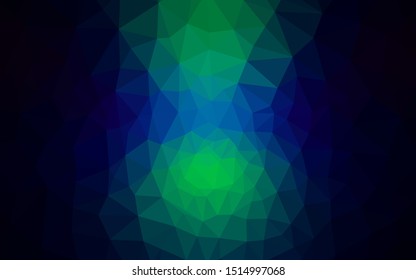 Dark Blue, Green vector abstract polygonal pattern. Triangular geometric sample with gradient.  Textured pattern for your backgrounds.