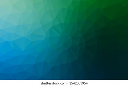Dark Blue, Green vector abstract polygonal texture. Triangular geometric sample with gradient.  Completely new template for your business design.