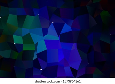 Dark Blue, Green vector abstract mosaic background. Triangular geometric sample with gradient.  Textured pattern for your backgrounds.
