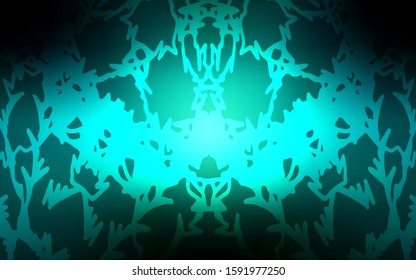 Dark Blue, Green vector abstract doodle wallpaper. Blurred decorative design in Indian style with lines drown by child. The pattern can be used for wallpapers and coloring books.