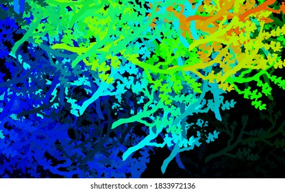 Azul oscuro, diseño abstracto vectorial verde con árboles, ramas. Ilustración con árboles de colores degradados. Diseño pintado a mano para web, envoltura.