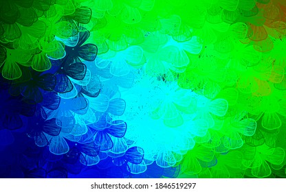Dark Blue, Green vector abstract design with trees, branches. Flowers with gradient on white background. A new texture for your wallpaper design.