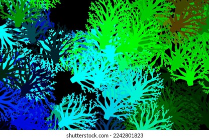 Dark Blue, Green vector abstract backdrop with flowers. Colorful illustration in doodle style with flowers. Colorful pattern for kid's books.