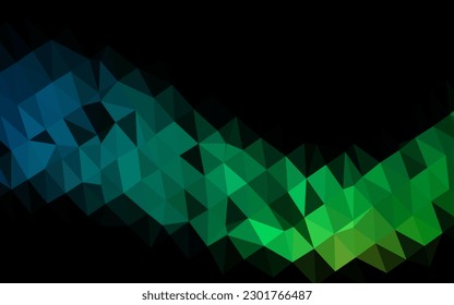 Azul oscuro, cubierta poligonal abstracta vectorial verde. Ilustración brillante, que consiste en triángulos. El mejor diseño triangular para su negocio.