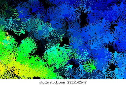 Dark Blue, Green vector abstract backdrop with flowers. Colorful illustration with flowers in doodle style. A new texture for your wallpaper design.