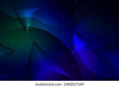 Dark Blue, Green vector Abstract illustration with colorful discs and triangles. Blurred decorative design in abstract style with bubbles. Modern template for landing page.