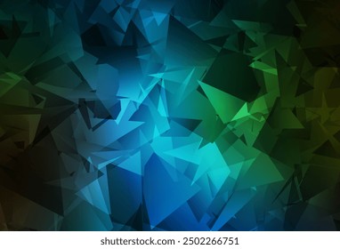 Dark Blue, Green vector abstract mosaic pattern. Creative geometric illustration in Origami style with gradient. Best triangular design for your business.