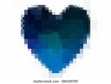 Dark Blue, Green vector abstract rectangle Geometrical Heart on white polygonal background. Happy Valentine's Day Greeting Card. Stock template for your design.