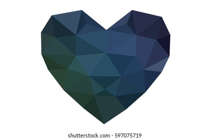 Dark Blue, Green vector abstract glitter heart shape on white background in love concept for valentine's day with sweet and romantic moment. Polygonal design for your business.
