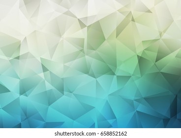 Dark Blue, Green vector abstract mosaic template. Brand-new colored illustration in blurry style with gradient. Triangular pattern for your business design.