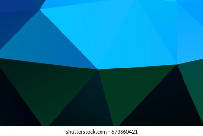 Dark Blue, Green vector abstract polygonal pattern. Shining illustration, which consist of triangles. A new texture for your design.