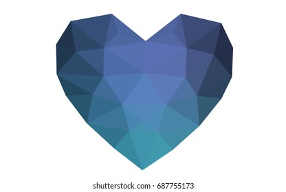 Dark Blue, Green vector abstract glitter heart shape on white background in love concept for valentine's day with sweet and romantic moment. Polygonal design for your business.