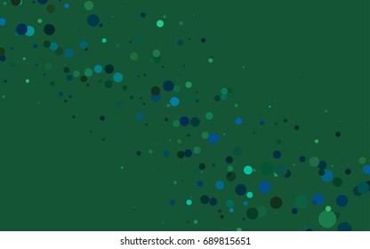 Dark Blue, Green vector abstract pattern with circles. Geometry template for your business design. Background with colored spheres.