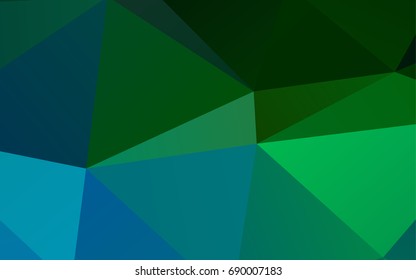 Dark Blue, Green vector abstract mosaic template. Geometric illustration in Origami style with gradient.  The template can be used as a background for cell phones.