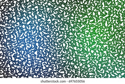 Dark Blue, Green vector abstract colorful background, which consist of triangles. Pattern with colored triangles on white background.