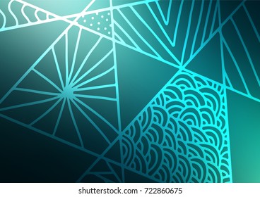 Dark Blue, Green vector abstract doodle texture. Ethnic elegant natural pattern with gradient. A completely new design for your business.