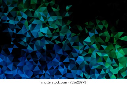 Dark Blue, Green vector abstract polygonal background. Creative illustration in halftone style with gradient. Triangular pattern for your business design.