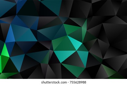 Dark Blue, Green vector abstract polygonal template. Modern geometrical abstract illustration with gradient. A new texture for your design.