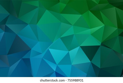 Dark Blue, Green vector abstract mosaic template. Shining colored illustration in a brand-new style. Triangular pattern for your business design.