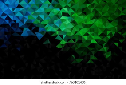 Dark Blue, Green vector abstract mosaic template. A completely new color illustration in a vague style. Triangular pattern for your business design.