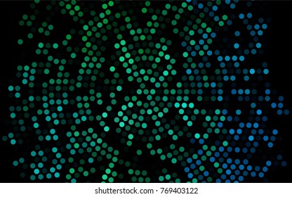 Dark Blue, Green vector abstract pattern with circles. Geometry template for your business design. Background with colored spheres.